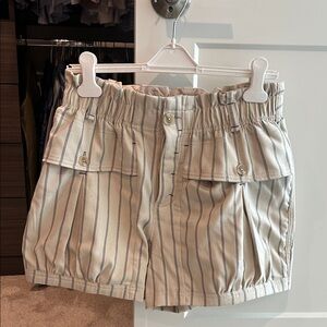 Free People Cream Striped Cargo Shorts